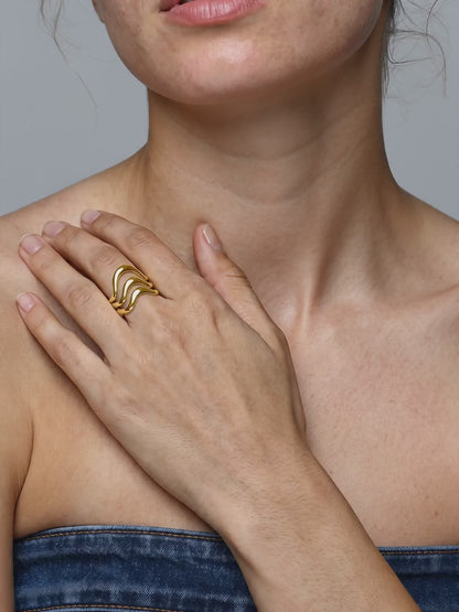 IXIA by GIVA Everyday Mood Gold Plated Ring (Size 14)