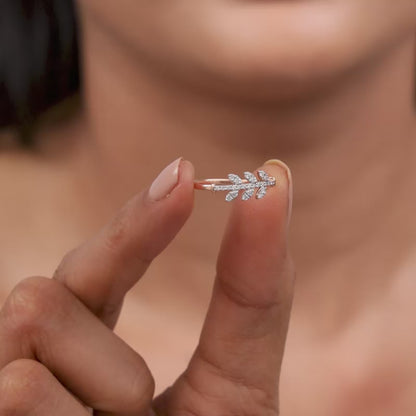 Rose Gold Leafline Lab Grown Dimond Ring