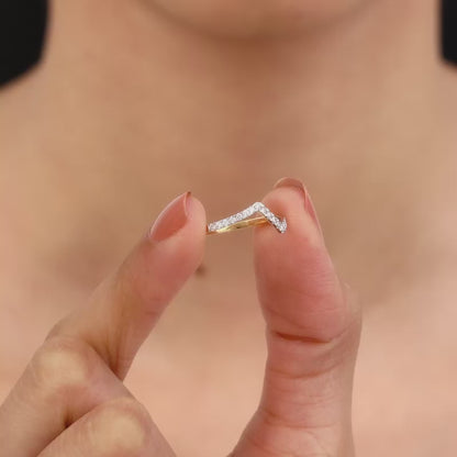 Gold Angular Waves Diamond Ring