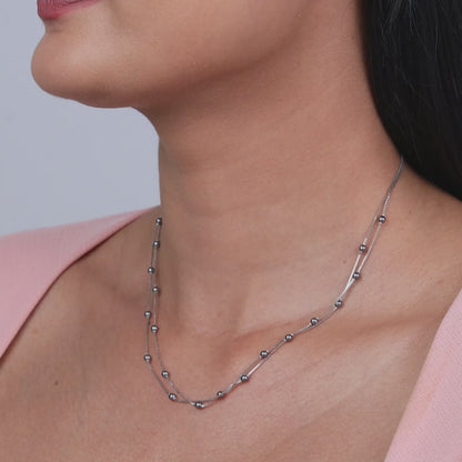 Silver Marilyn Layered Pearl Necklace