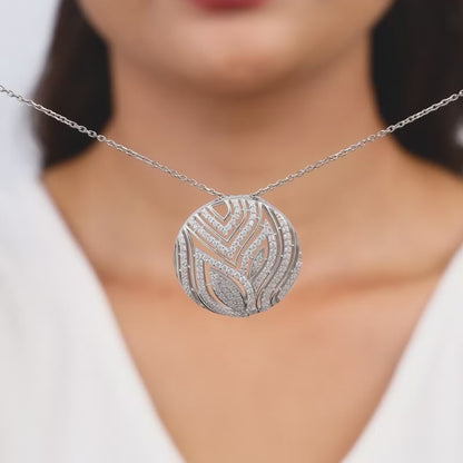 Silver Art Nouveau Pendant With Link Chain