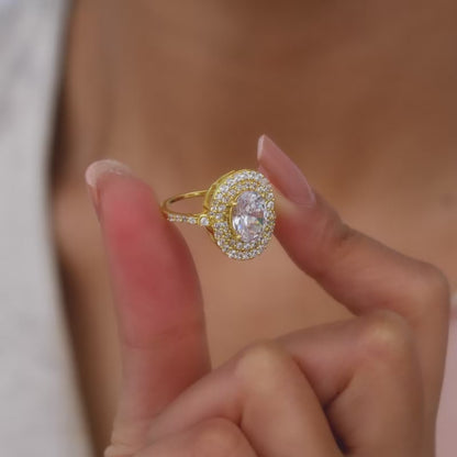 Golden Oval Solitaire Ring