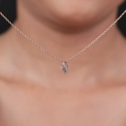 Rose Gold Leafy Hug Pendant With Link Chain