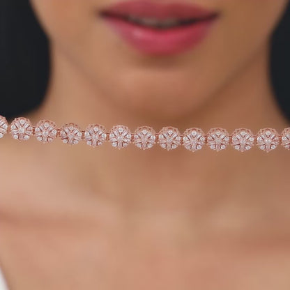 Rose Gold Studded Flower Necklace