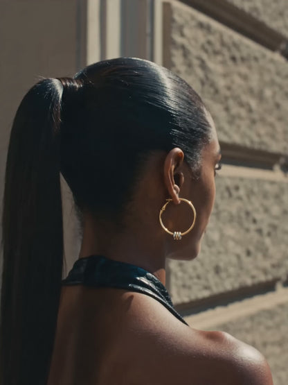 IXIA by GIVA Orb Detail Dual Tone Hoop Earrings