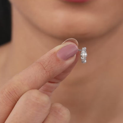 Silver Pearl Wreath Stud Earrings