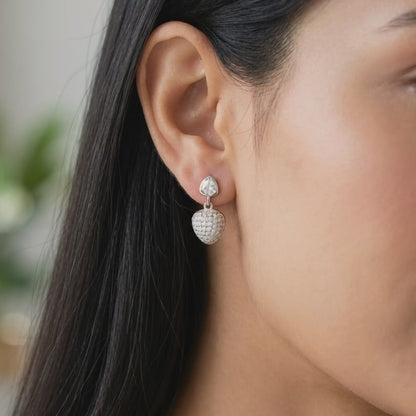 Silver Falling Heart Earrings