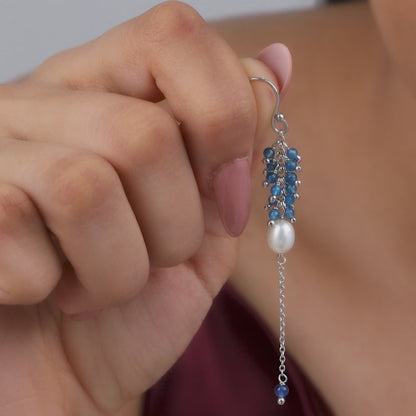 Silver Lupe Pearl Dangler Earrings