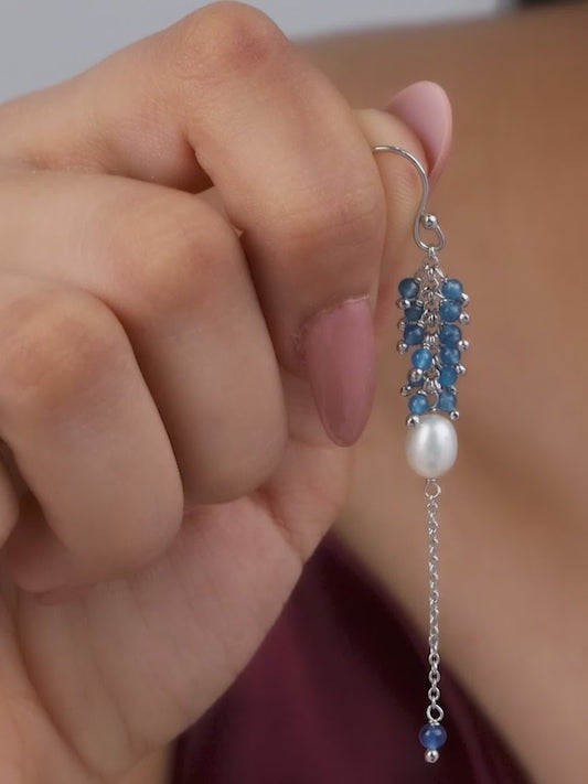 Silver Lupe Pearl Dangler Earrings