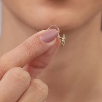 Gold Flower Wave Lab Grown Diamond Earrings