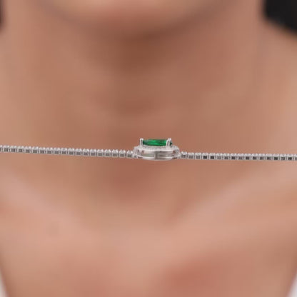 Silver Bliss of Green Tennis Bracelet