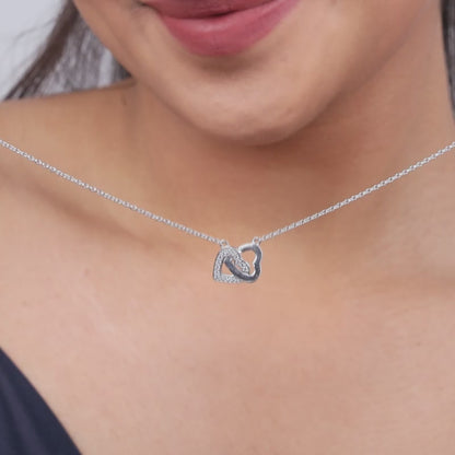 Silver Duo Heart Love Necklace
