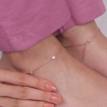 Rose Gold Tetrad Stars Anklet