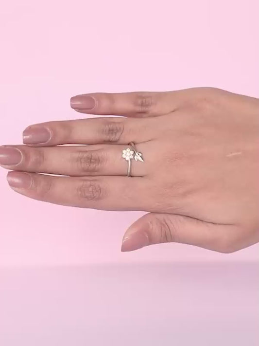 Silver Flower Girl Ring