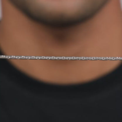 Silver Elongated Box Chain For Him