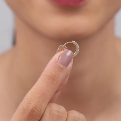Gold Half Eternity Lab Grown Diamond Hoop Earrings