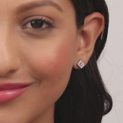 Silver Dazzling Cube Earrings
