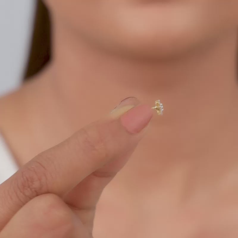Gold Floral Glimmer Diamond Studs | Gold Earrings for Women