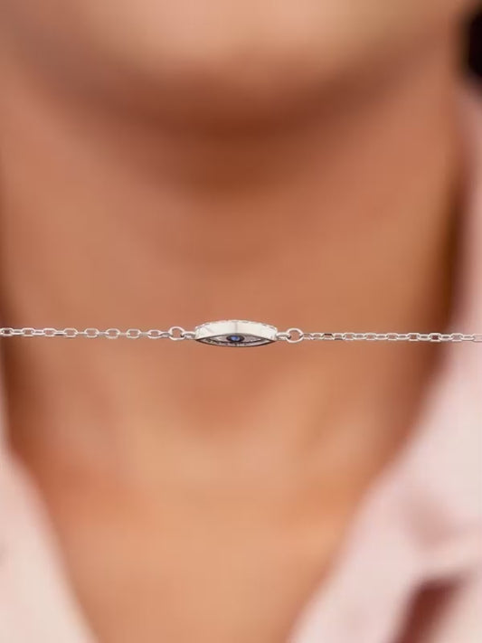 Silver Evil Eye Blue Bracelet
