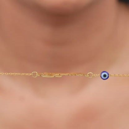 Golden Personalised Classic Evil Eye Bracelet