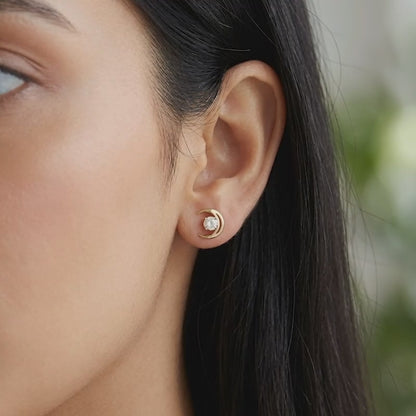 Gold Celestial Curve Lab Grown Diamond Earrings