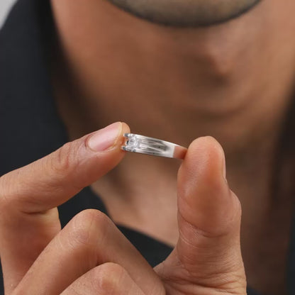 Silver Regal Grid Ring For Him