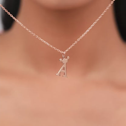 Rose Gold Personalised Crown Initial Pendant