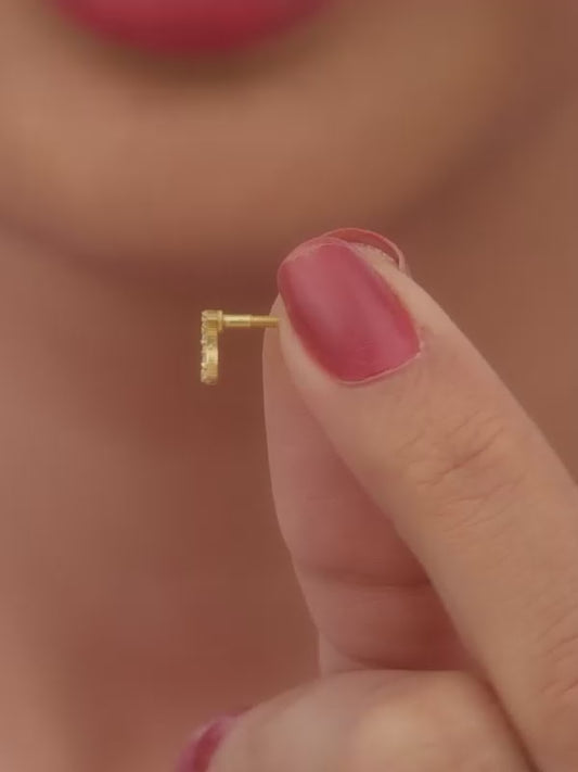 Golden Crescent Zircon Tiny Earrings