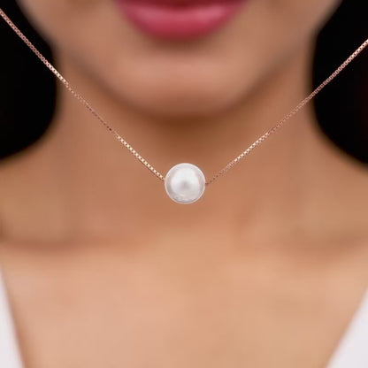 Rose Gold White Pearl Necklace