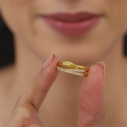 Golden Layered Interweave Ring