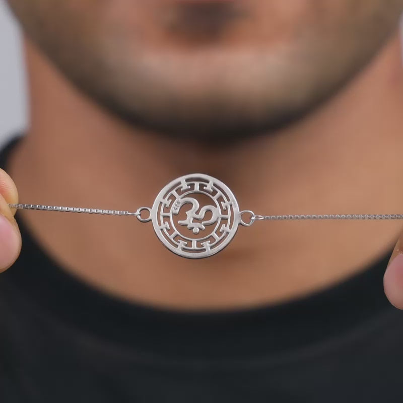 Silver Om Kavach Bracelet Rakhi