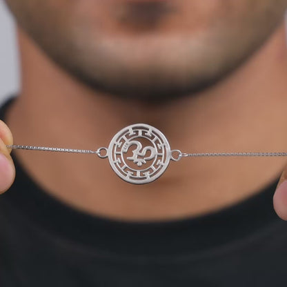 Silver Om Kavach Bracelet Rakhi