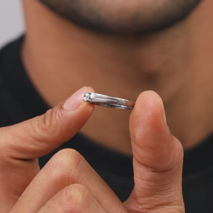 Black Rhodium Classy Zirconia Ring For Him