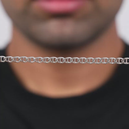 Silver Flat Anchor Chain For Him