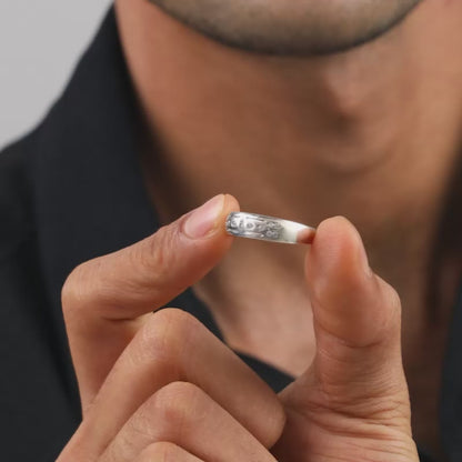 Silver Celestial Grid Ring For Him