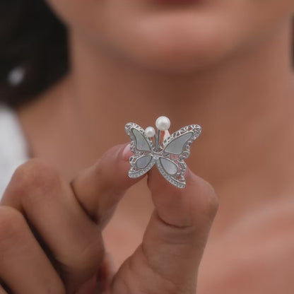 Silver Glittering Butterfly Earrings