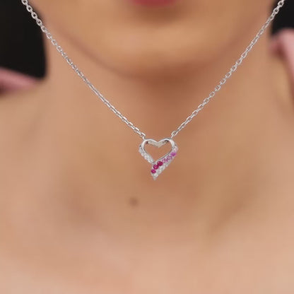 Silver Ombre Heart Necklace
