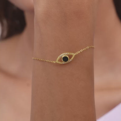 Golden Raven Black Evil Eye Bracelet