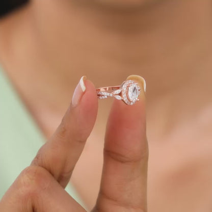 Rose Gold Wavy Oval Ring