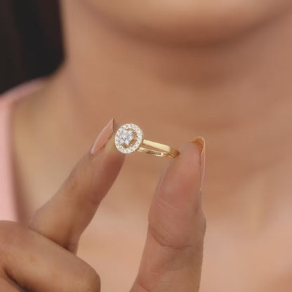 Gold Halo Cluster Lab Grown Diamond Ring