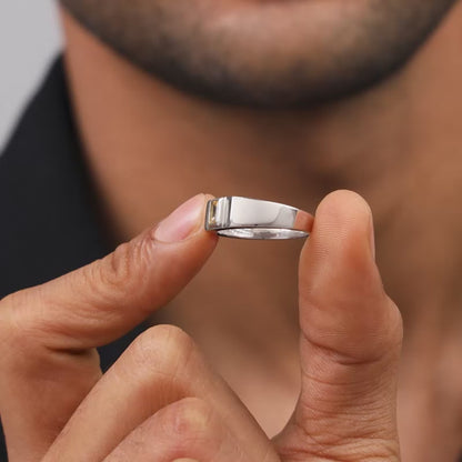 Silver Citrine Blaze Ring For Him