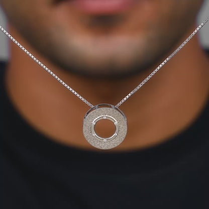 Silver Medallion Pendant With Link Chain For Him