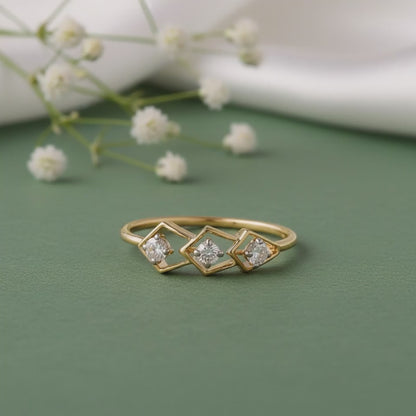 Gold Hexel Lab Grown Diamond Ring
