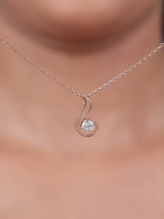 Rose Gold Classic Swirl Pendant With Link Chain