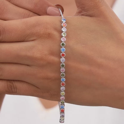 Silver Colourful Circle Bracelet