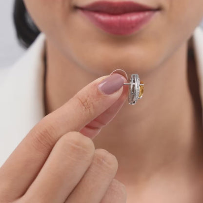 Silver Citrine Drop Studs