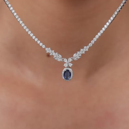 Silver Azure Tennis Necklace