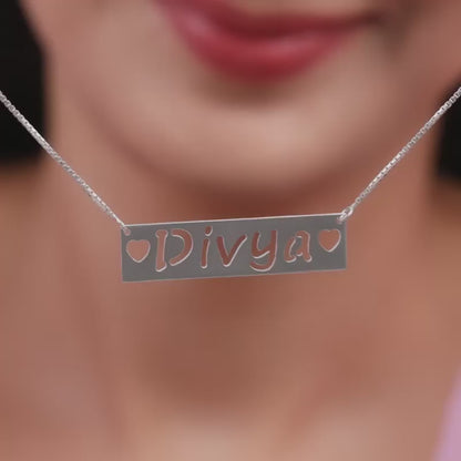 Silver Personalised Name Engraved with Love Necklace