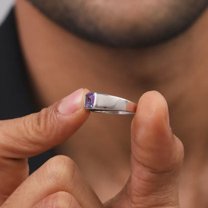 Silver Violet Edge Ring For Him
