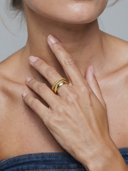 IXIA by GIVA Faux Gold Plated Stack Ring (Size 14)